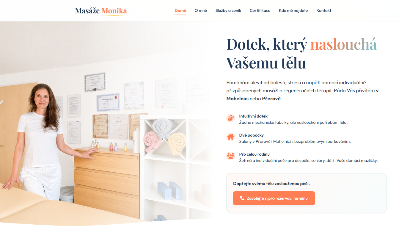 Náhled webu Masáže Monika Vykoupilová